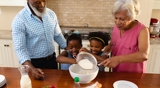 grandparents baking with their grandchildren reasonable rate of return in retirement